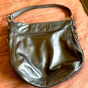 Metallic Silver Coach Bag